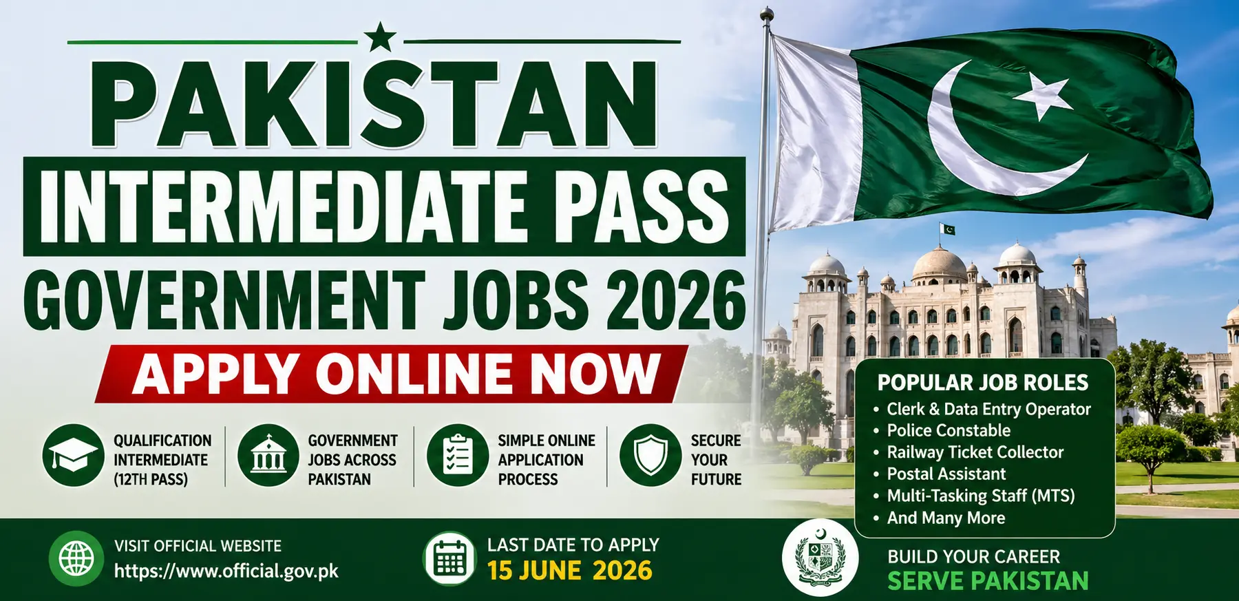 Intermediate Pass Government Jobs 2026 Apply Online Now Latest Opportunities for 12th Pass Candidates