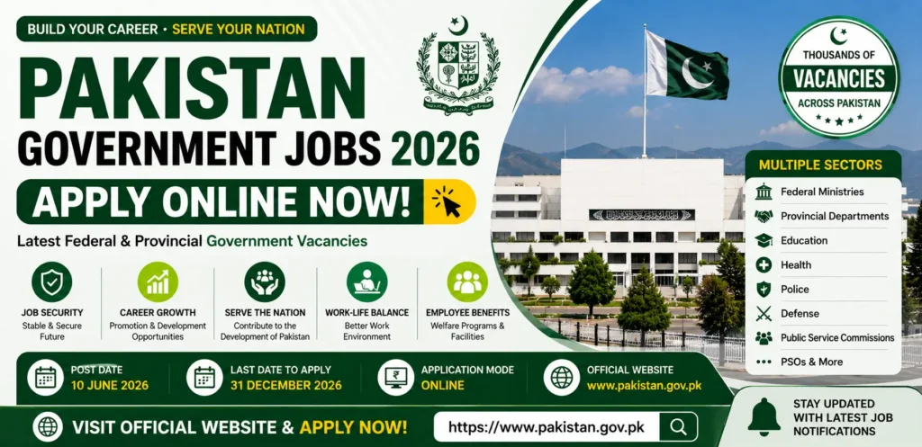Pakistan Government Jobs 2026 Apply Online Now Latest Federal & Provincial Vacancies