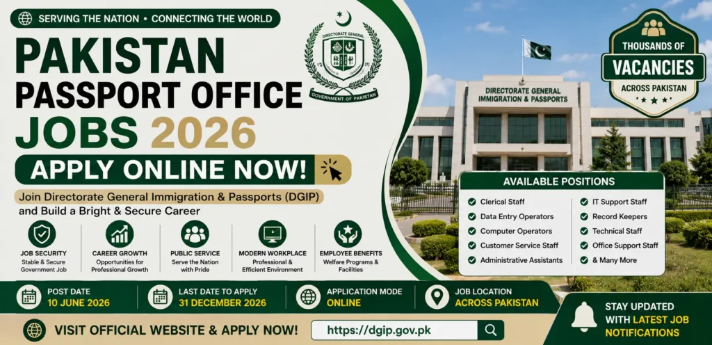 Pakistan Passport Office Jobs 2026 Apply Online Now Latest Directorate General Immigration & Passports Vacancies