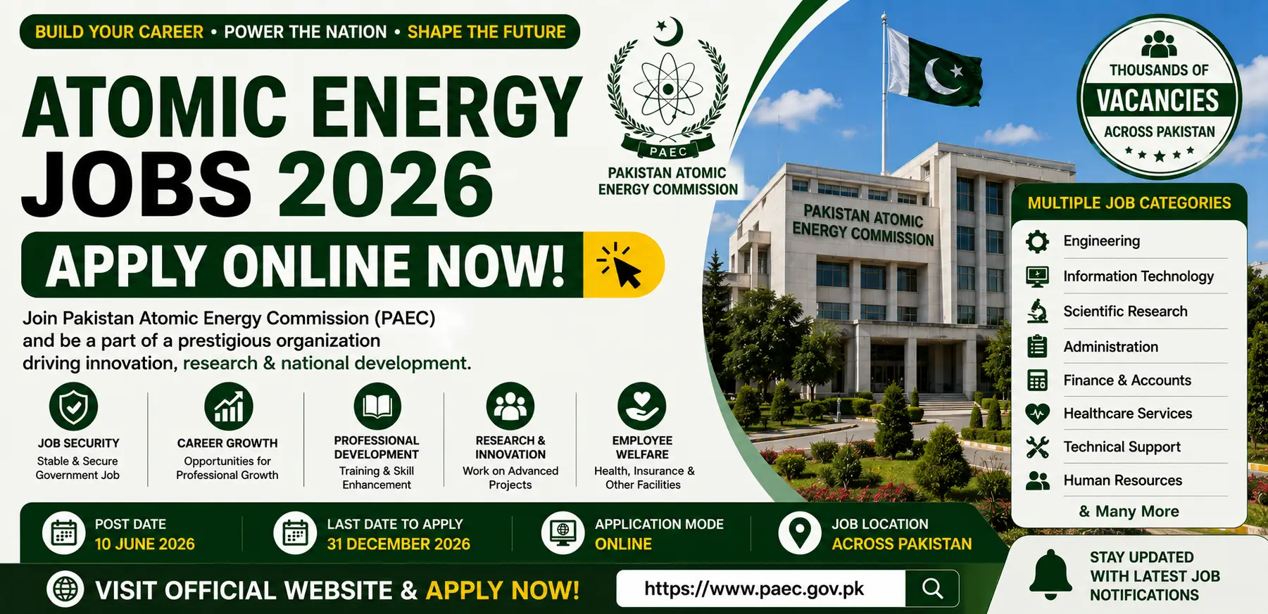 Atomic Energy Jobs 2026 Apply Online Now Latest Pakistan Atomic Energy Commission Vacancies