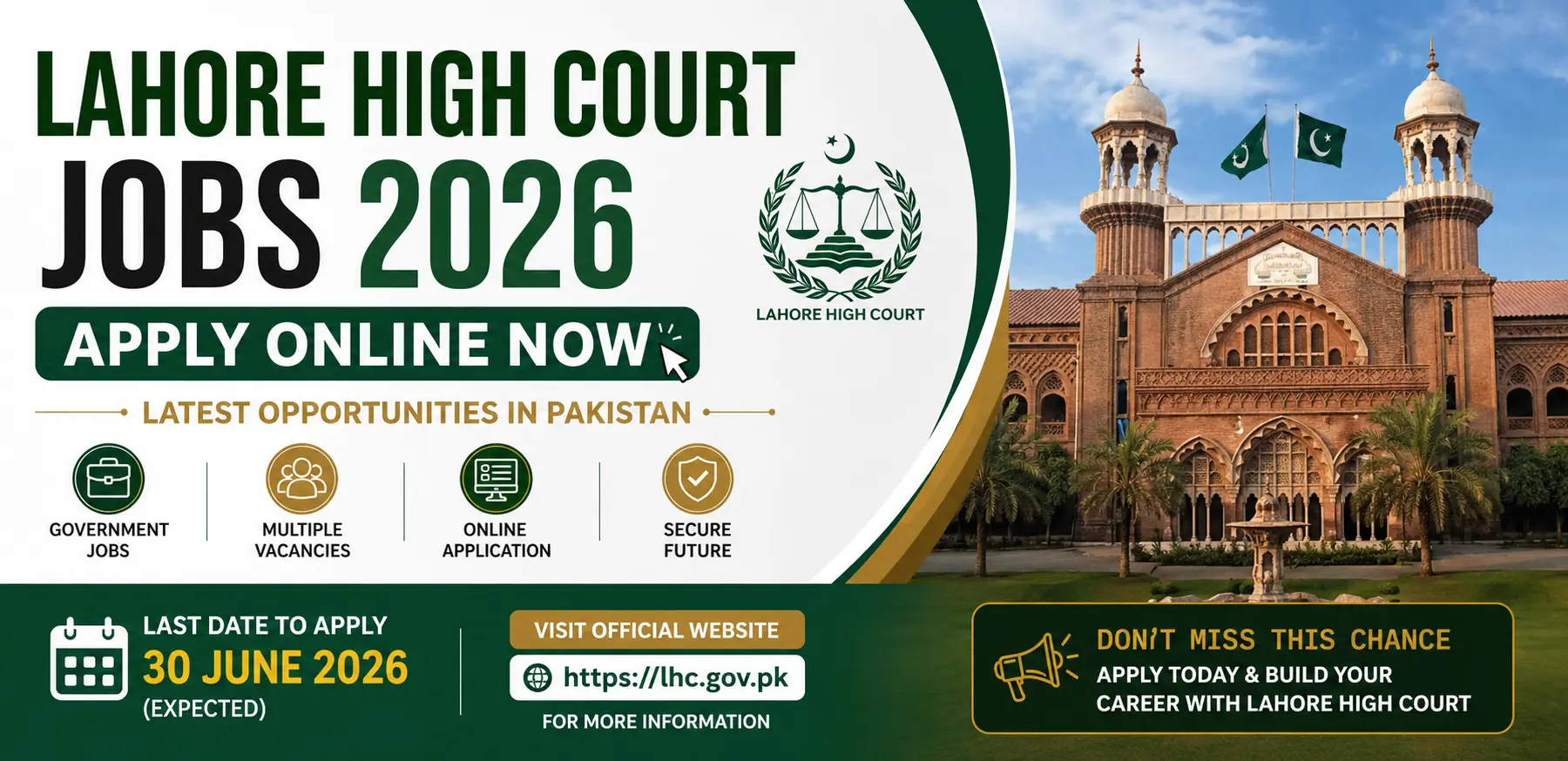 Lahore High Court Jobs 2026 Apply Online Now Latest Career Opportunities in Pakistan
