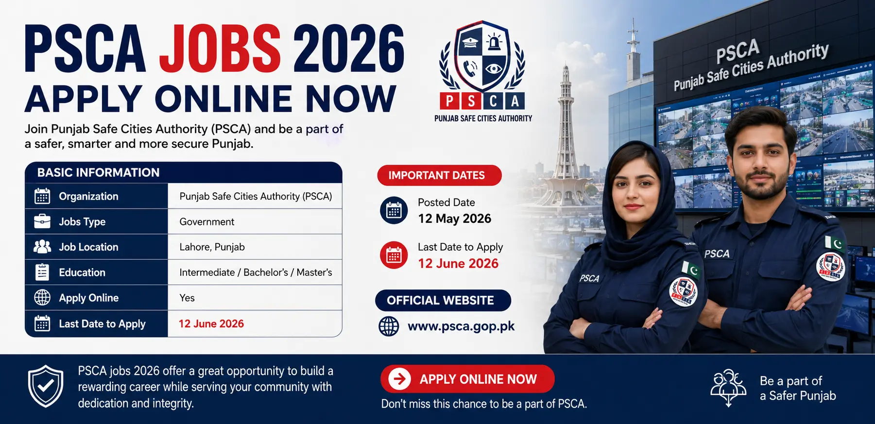 PSCA Jobs 2026 Apply Online Now Latest Punjab Safe Cities Authority Career Opportunities